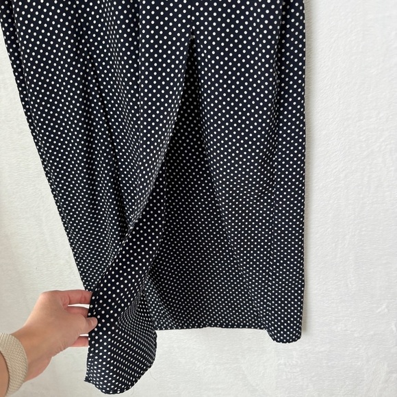 Alexis womens navy blue Noelle Polka-Dot Tie-Neck Slit Midi Dress size XS - Picture 10 of 13